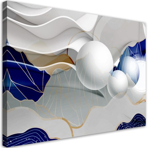 Obraz na płótnie, Niebieska abstrakcja z kulami 3D - 60x40
