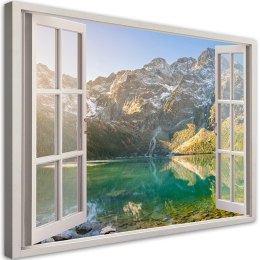 Obraz na płótnie, Okno Jezioro w górach Natura - 100x70
