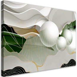 Obraz na płótnie, Zielona abstrakcja z kulami 3D - 100x70
