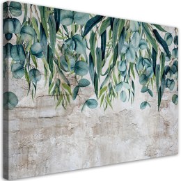 Obraz na płótnie, Zielone liście na betonowym tle - 100x70