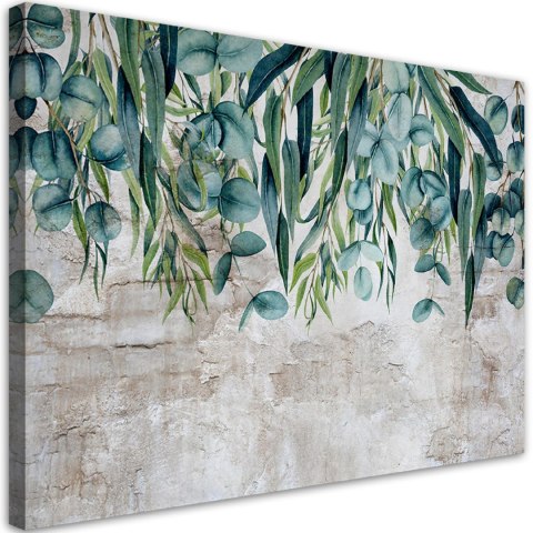 Obraz na płótnie, Zielone liście na betonowym tle - 100x70