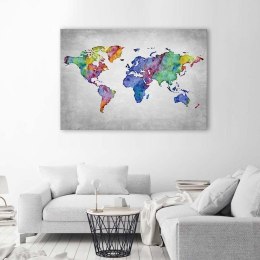 Obraz na płótnie, Kolorowa mapa świata - 60x40
