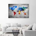 Obraz na płótnie, Malowana mapa świata na betonie - 100x70