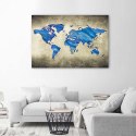 Obraz na płótnie, Niebieska mapa świata - 100x70