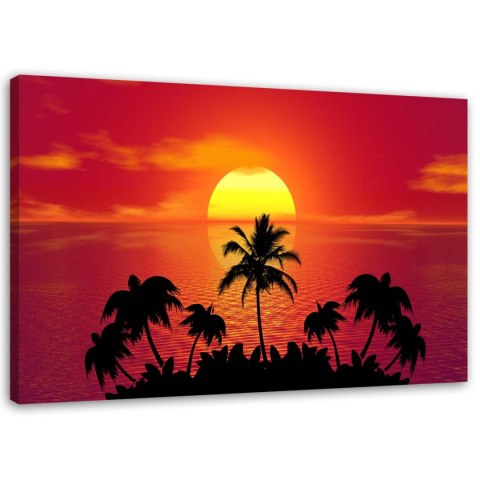 Obraz na płótnie, Zachód słońca i palmy - 100x70