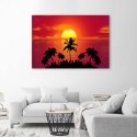 Obraz na płótnie, Zachód słońca i palmy - 100x70