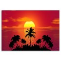 Obraz na płótnie, Zachód słońca i palmy - 120x80