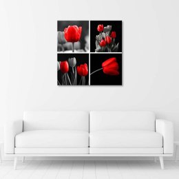 Obraz na płótnie, Zestaw czerwonych tulipanów - 40x40