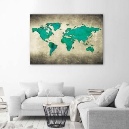 Obraz na płótnie, Zielona mapa świata - 100x70