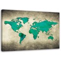 Obraz na płótnie, Zielona mapa świata - 90x60