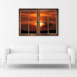 Obraz na płótnie, Okno - zachodzące słońce - 120x80