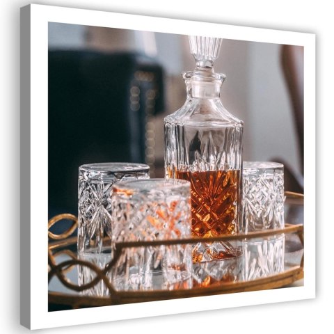 Obraz na płótnie, Whisky - karafka i szklanki - 30x30