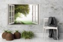 Obraz na płótnie, Widok z okna, drzewo, mgła, natura - 100x70