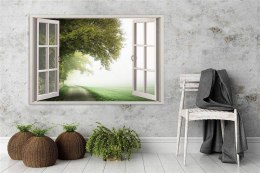 Obraz na płótnie, Widok z okna, drzewo, mgła, natura - 120x80