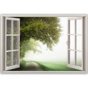 Obraz na płótnie, Widok z okna, drzewo, mgła, natura - 120x80