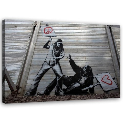 Obraz na płótnie, Banksy Walka pokoju z miłością - 90x60