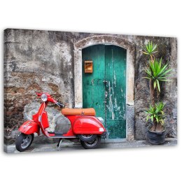 Obraz na płótnie, Czerwony skuter Toskania - 100x70