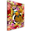 Obraz na płótnie, Papuga i kolorowe kwiaty - 80x120