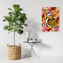 Obraz na płótnie, Papuga i kolorowe kwiaty - 80x120
