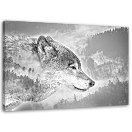 Obraz na płótnie, Wilk na śnieżnym tle - 120x80