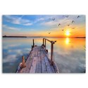 Obraz na płótnie, Zachodzące słońce nad jeziorem - 100x70