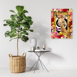 Obraz na płótnie, Żyrafa i kolorowe róże - 60x90