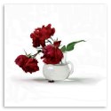 Obraz na płótnie, Czerwone róże w wazonie - 60x60
