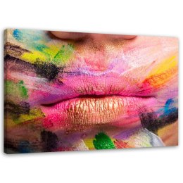 Obraz na płótnie, Kolorowe usta abstrakcja - 60x40