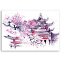 Obraz na płótnie, Japonia pagoda akwarela - 100x70