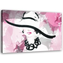 Obraz na płótnie, Kobieta w kapeluszu glamour - 120x80