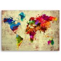 Obraz na płótnie, Mapa świata w kolorze - 60x40