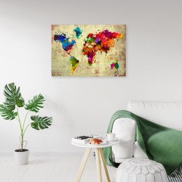 Obraz na płótnie, Mapa świata w kolorze - 90x60