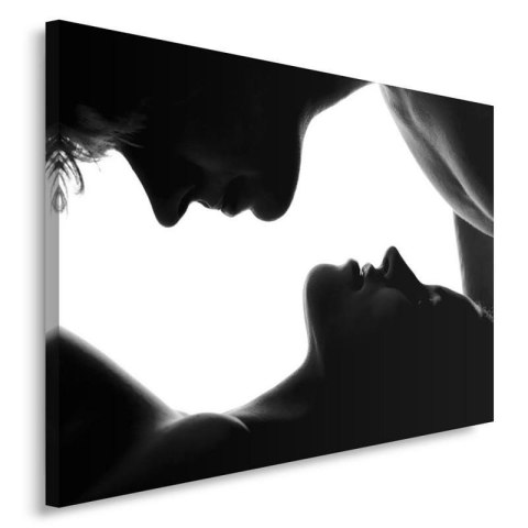 Obraz na płótnie, Pocałunek Miłość Para czarno biały - 120x80