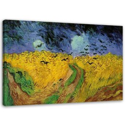 Obraz na płótnie, Pole pszenicy z krukami - V. van Gogh reprodukcja - 60x40