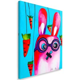 Obraz na płótnie, Różowy króliczek w okularach - 40x60
