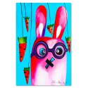 Obraz na płótnie, Różowy króliczek w okularach - 70x100