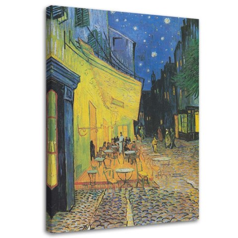 Obraz na płótnie, Taras kawiarni w nocy - V. van Gogh reprodukcja - 60x90