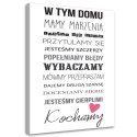 Obraz na płótnie, W tym domu typografia - 40x60