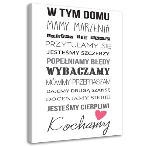 Obraz na płótnie, W tym domu typografia - 60x90