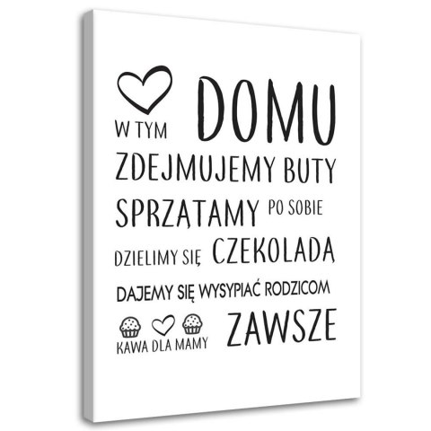 Obraz na płótnie, W tym domu, typograficzny - 60x90