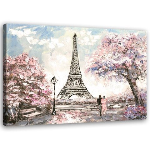 Obraz na płótnie, Wieża Eiffla Paryż różowy - 60x40