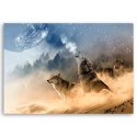 Obraz na płótnie, Wyjące wilki pejzaż - 90x60