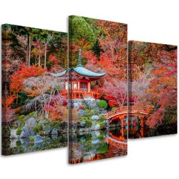 Obraz trzyczęściowy na płótnie, Japoński ogród - 60x40