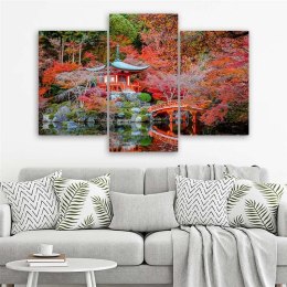Obraz trzyczęściowy na płótnie, Japoński ogród - 90x60