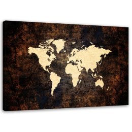 Obraz na płótnie, Brązowa mapa świata - 120x80