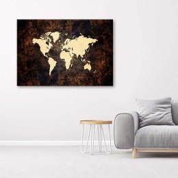 Obraz na płótnie, Brązowa mapa świata - 120x80