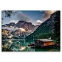 Obraz na płótnie, Chatka nad jeziorem w górach - 120x80