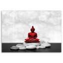 Obraz na płótnie, Czerwony Budda na kamieniach - 100x70