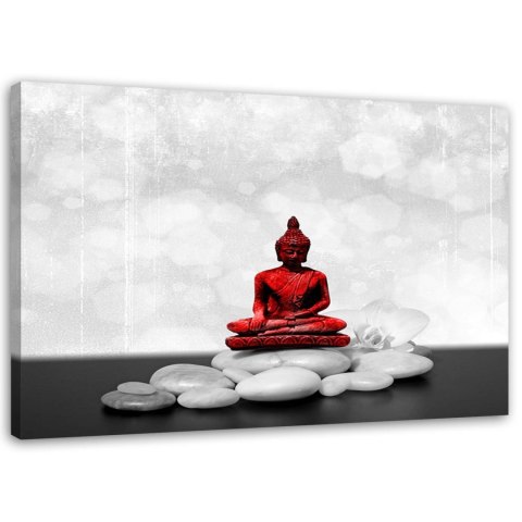 Obraz na płótnie, Czerwony Budda na kamieniach - 60x40