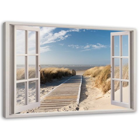 Obraz na płótnie, Okno kładka na plażę - 100x70